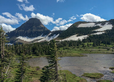 Gorgeous alpine lake and ridge in montana state.