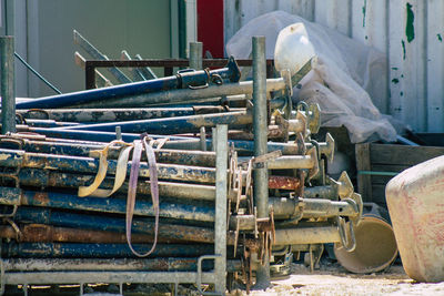 Old rusty machine part in factory