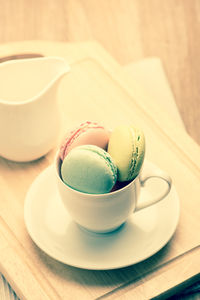 Close-up of tea cup on table