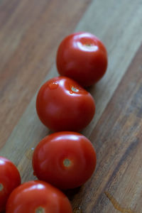 High angle view of tomatoes on table