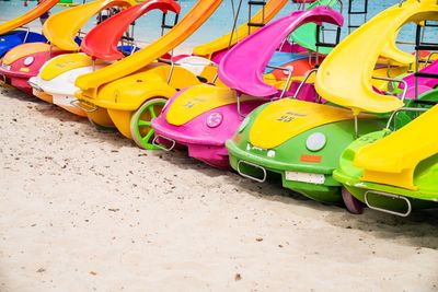 High angle view of toy car on playground