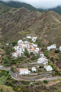 High angle view of buildings in town