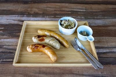 High angle view of food on table