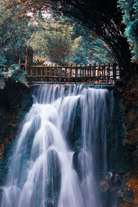 Scenic view of waterfall in forest