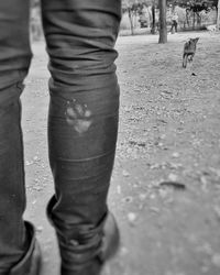 Low section of person standing outdoors