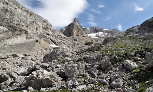 Scenic view of rocky mountains against sky