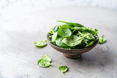 Close-up of salad in bowl on table