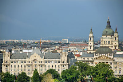 High angle view of buildings in city