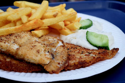 Close-up of meat served in plate