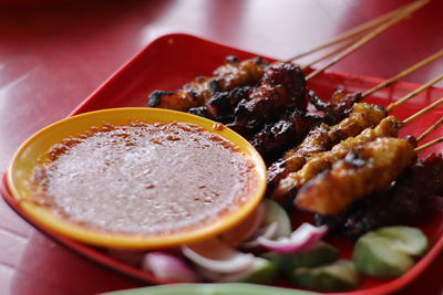 Close-up of meal served in plate