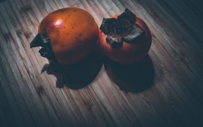 High angle view of orange on table