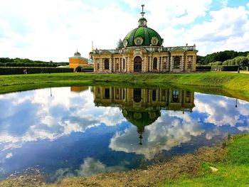 Reflection of building in water