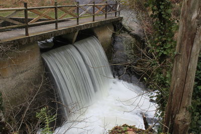 Water flowing on dam