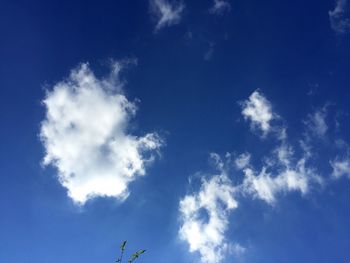 Low angle view of clouds in blue sky