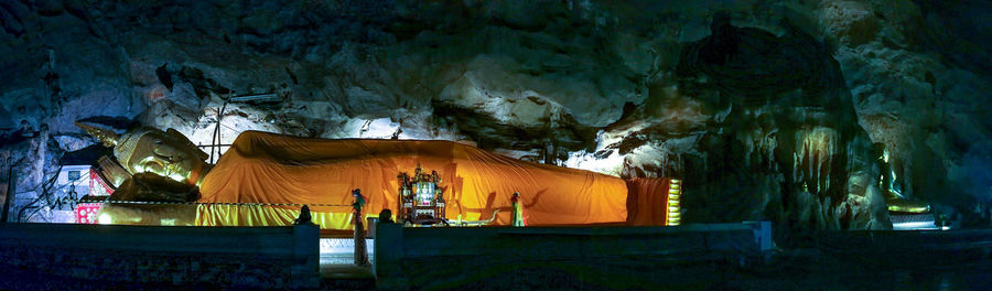 Panoramic view of illuminated temple