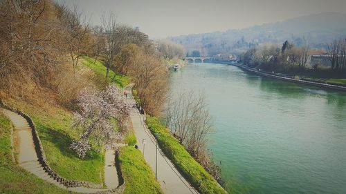 View of built structure by river