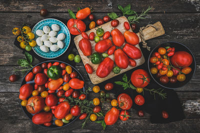 Colorful tomatoes on the table