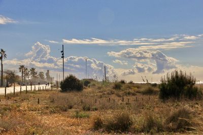 Scenic view of land against sky