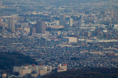 High angle view of buildings in city