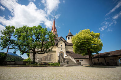 Low angle view of church against sky