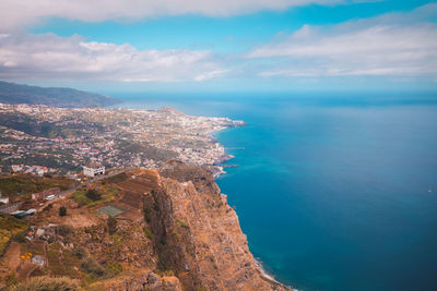 High angle view of sea against sky