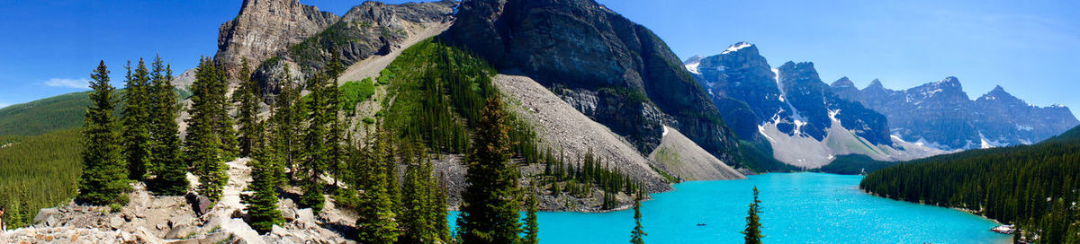 Panoramic view of rocks and mountains against sky