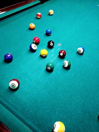 High angle view of pool on table