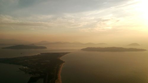 Scenic view of sea at sunset