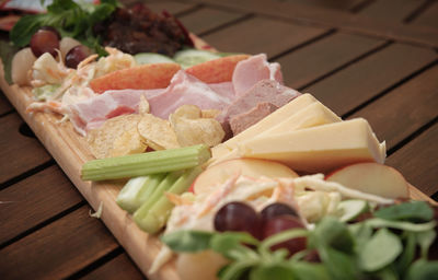 High angle view of food on table