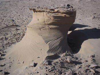 High angle view of sand on beach