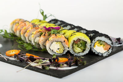 Close-up of sushi in plate