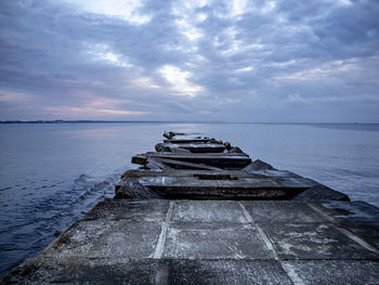 Boat on sea against sky