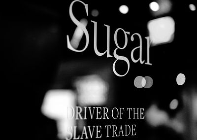 Close-up of information sign