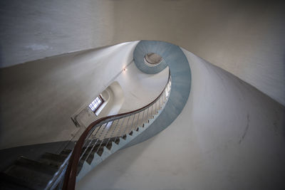 High angle view of spiral staircase of building