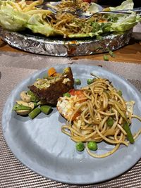 High angle view of meal served in plate