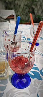 Close-up of ice cream on table