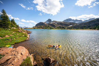 Scenic view of lake against sky