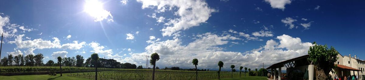 Scenic view of field against cloudy sky