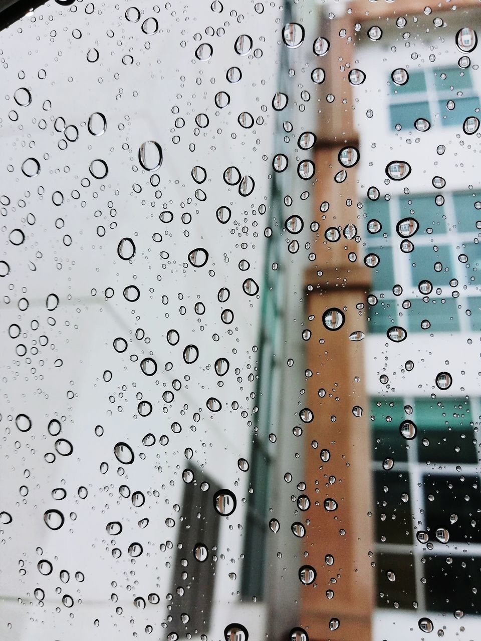 FULL FRAME SHOT OF WET GLASS WINDOW