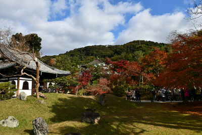 Scenic view of landscape against sky during autumn