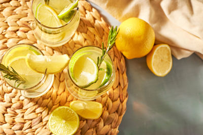 High angle view of food on table