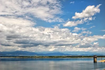Scenic view of lake against sky
