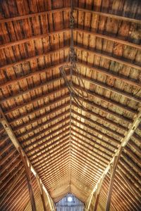 Low angle view of wooden ceiling