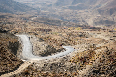 High angle view of mountain road