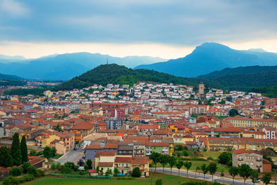 High angle view of townscape against sky