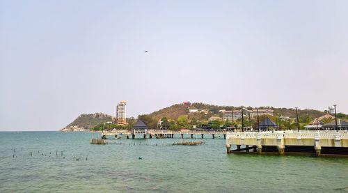 Scenic view of sea against clear sky