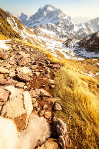 Scenic view of mountains against sky