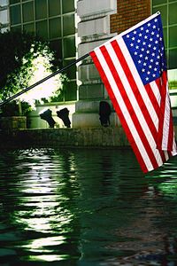 American flag against sky