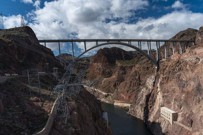 Panoramic view of bridge over river against sky