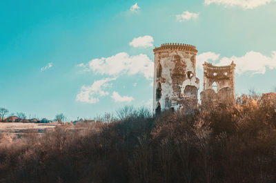 Low angle view of old building against sky